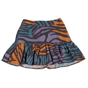 COREY LYNN CALTER SKIRT Medium Anthropologie Tiger Mini Ruffle Animal Print